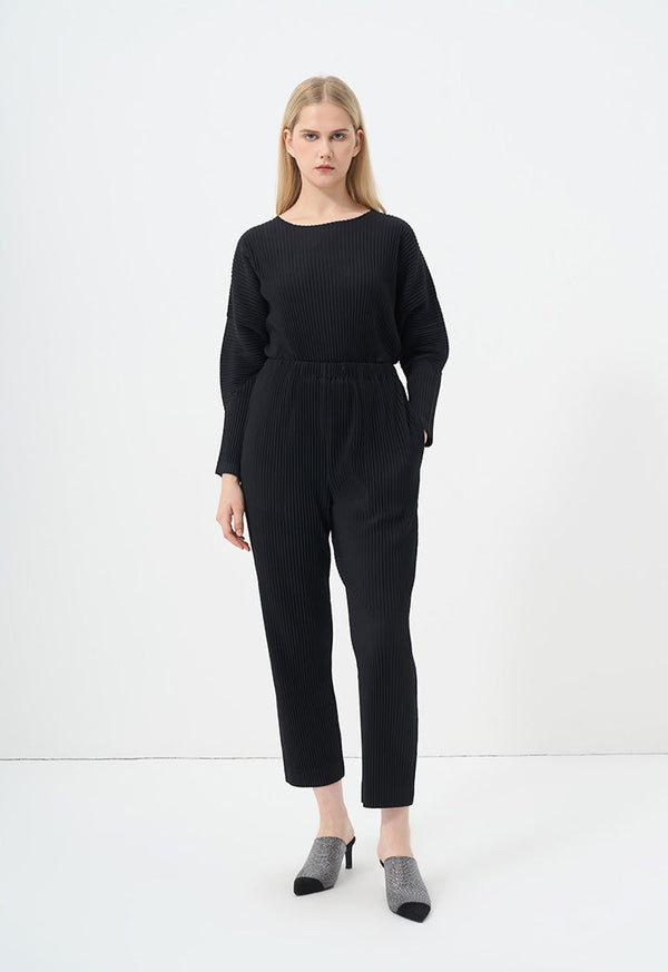 Choice Solid Straight Fit Pleated Trouser Black