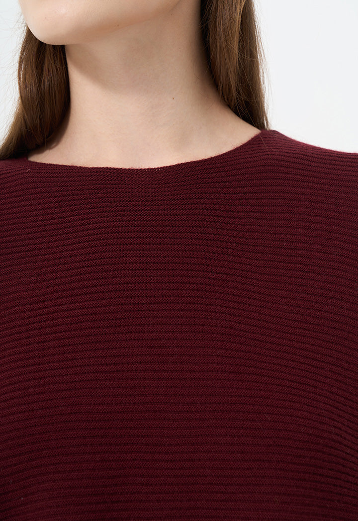 Choice Three Quarter Sleeve Knitted Blouse Burgundy