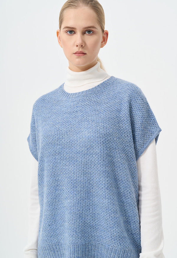 Choice Knitted Sleeveless Lurex Sweater Sky Blue