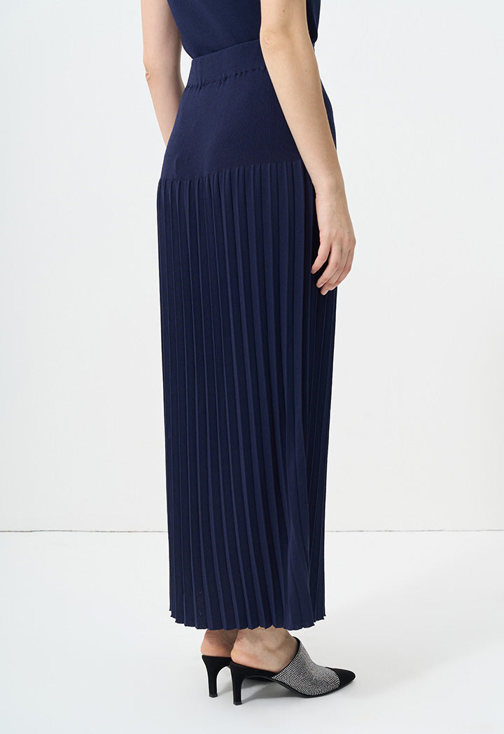 Choice Solid Pleated Knitted Skirt Navy