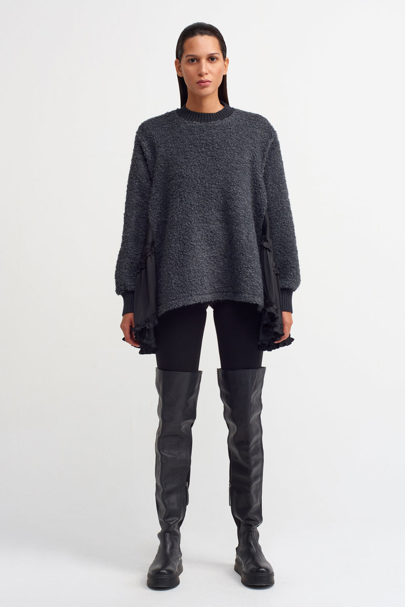 Nu Asymmetrical Hem Sweater Dark Grey