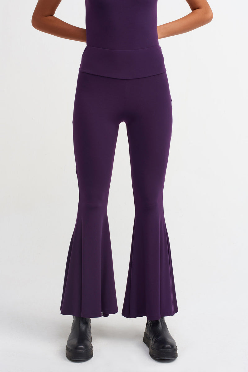 Nu Flare Hem Knit Trouser Plum