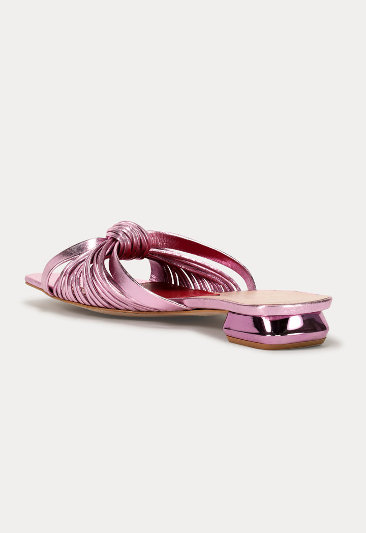 Choice Knot Strap Open Toe Sandals Pink - Wardrobe Fashion