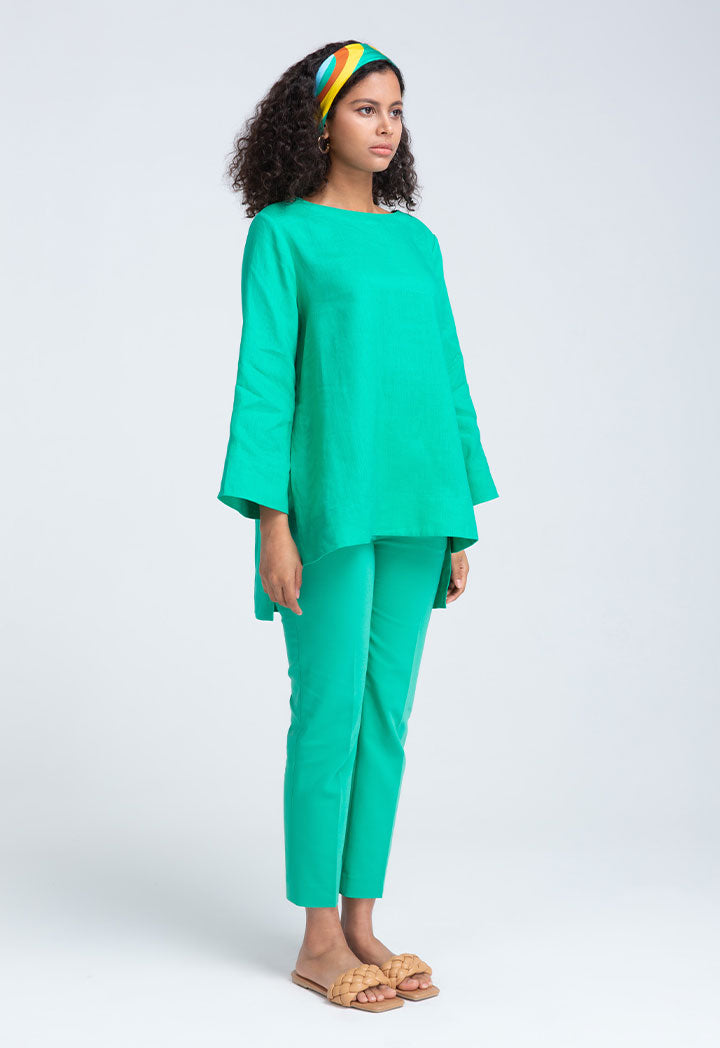 Choice High Low Tobac Blouse Green