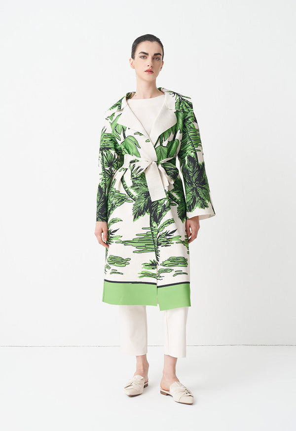 Choice Printed Outerwear With Belt Green Print