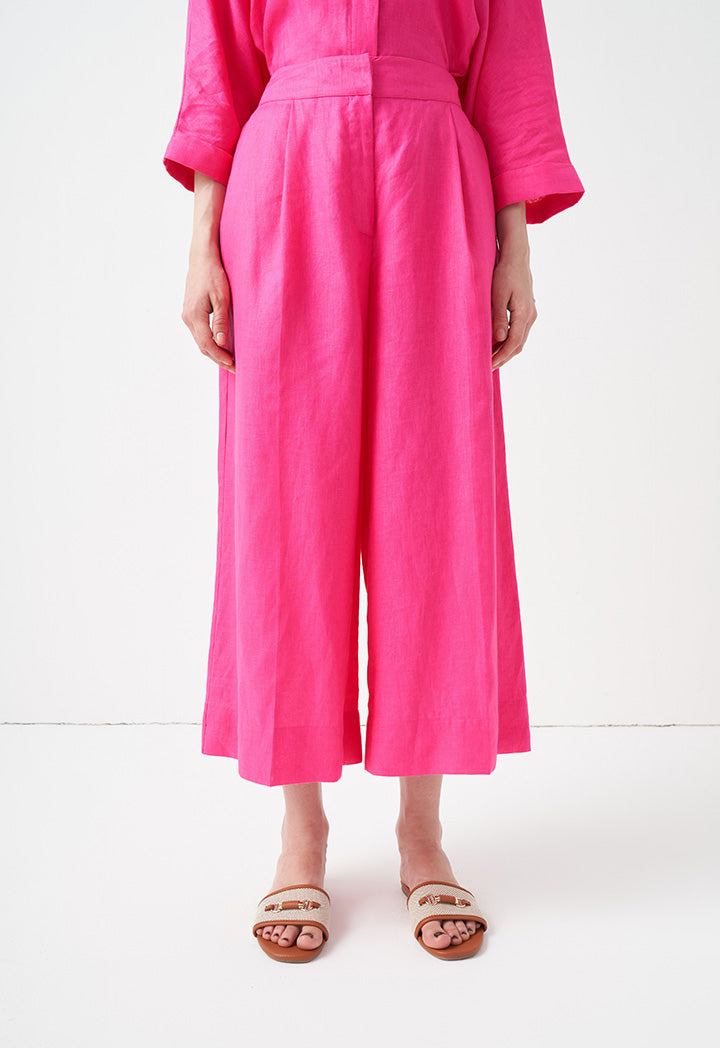 Choice Wide Leg Solid Trousers Fuchsia