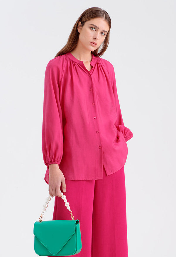 Choice Loose Fit Soft Solid Blouse Magenta