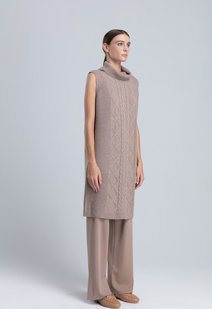 Choice Grosse Torsade Knit Cowl Sleeveless Dress Vison