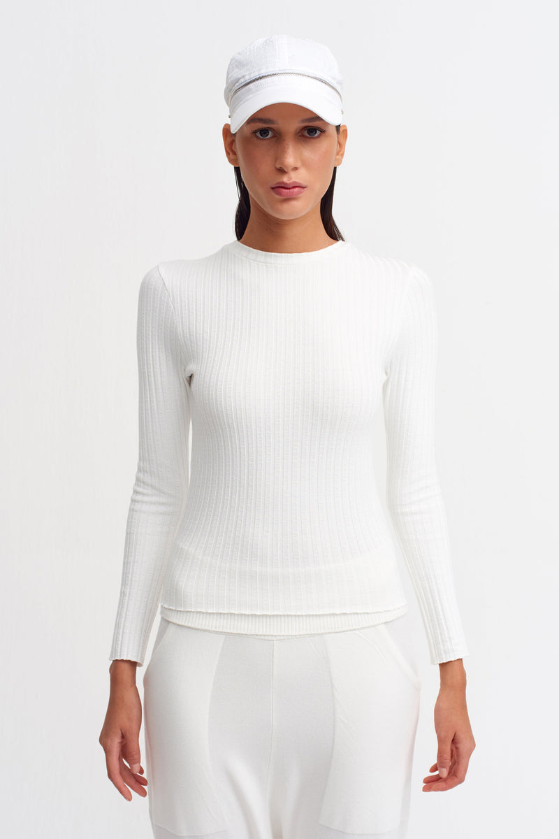 NU Ribbed Long Sleeve T-Shirt Milk