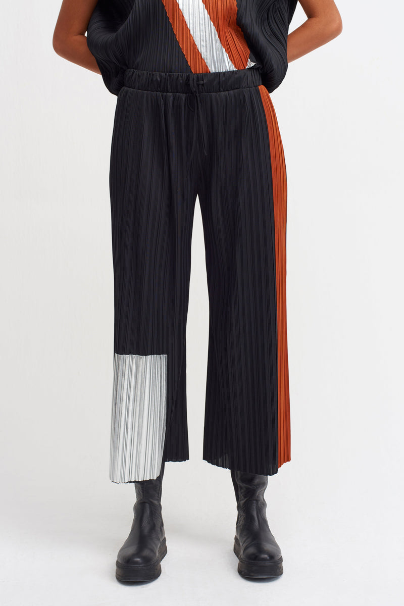 Nu Colorblock Pleated Trouser Silver/Black