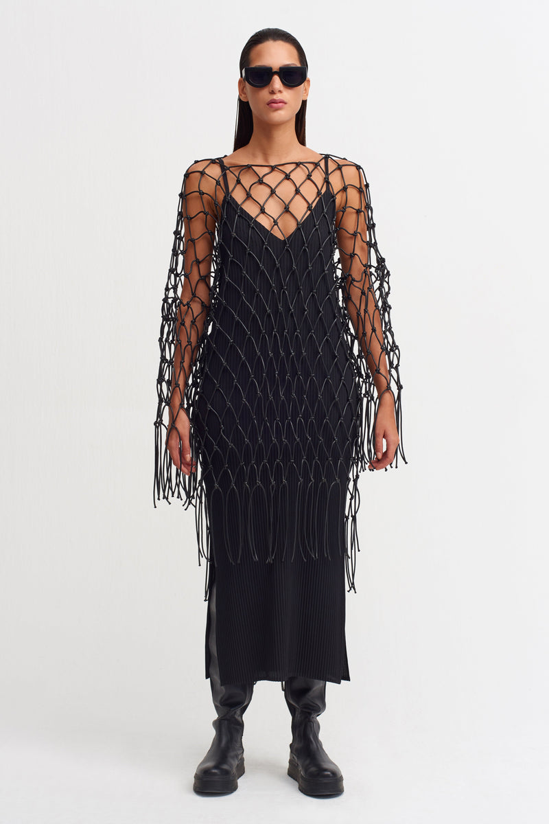 NU Slit Detail Midi Dress Black
