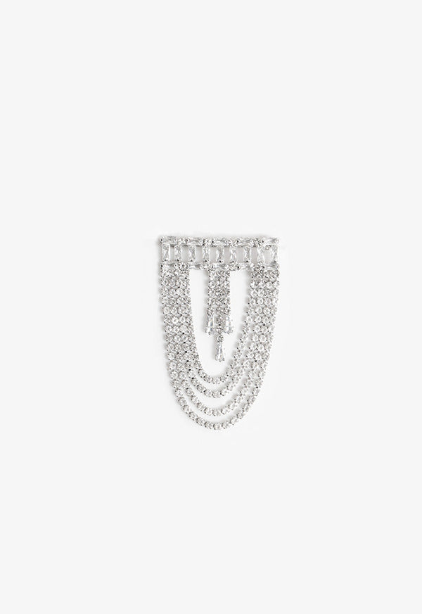 Choice Multilayer Rhinestone Studded Brooch Silver