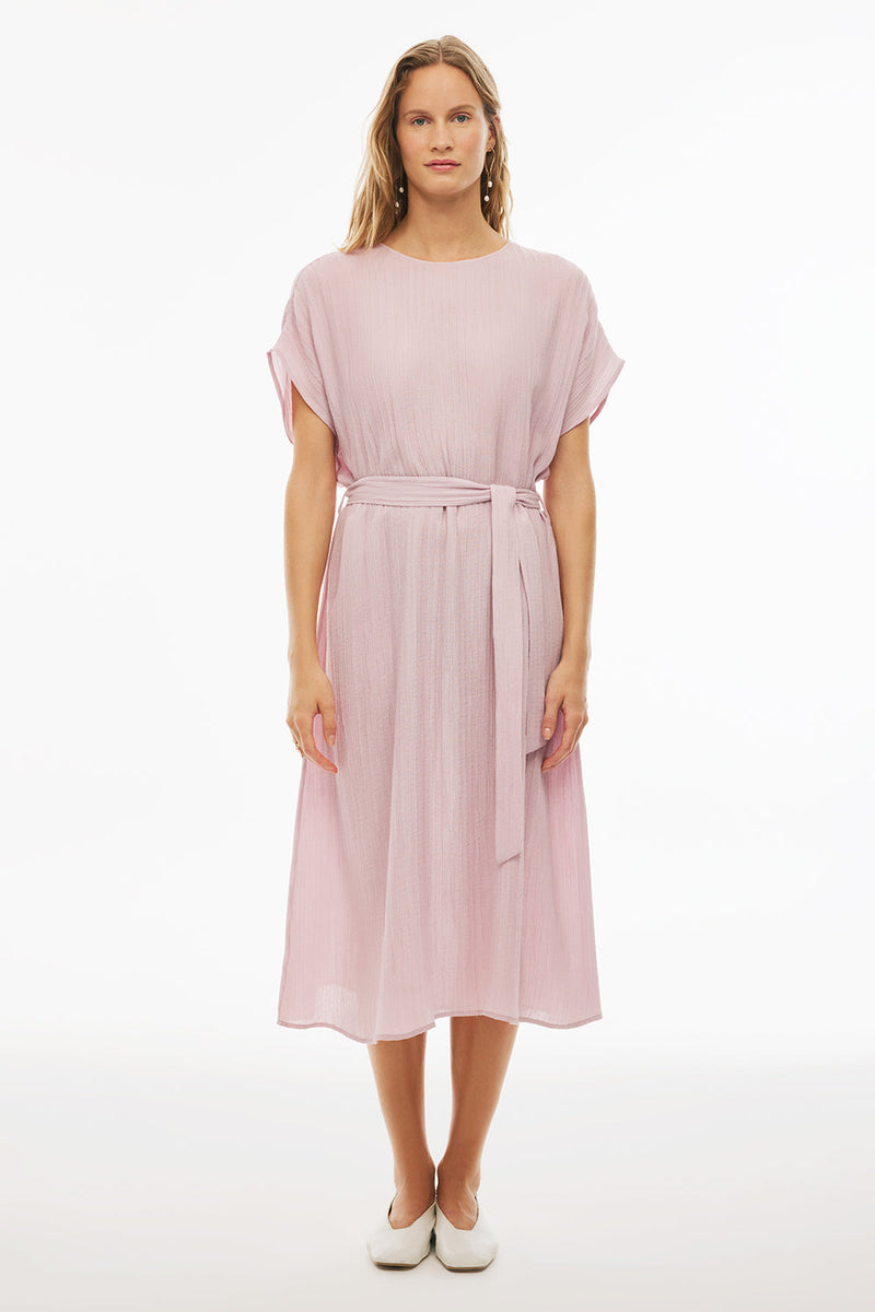 Perspective Round Neck Midi Dress Dusty Rose