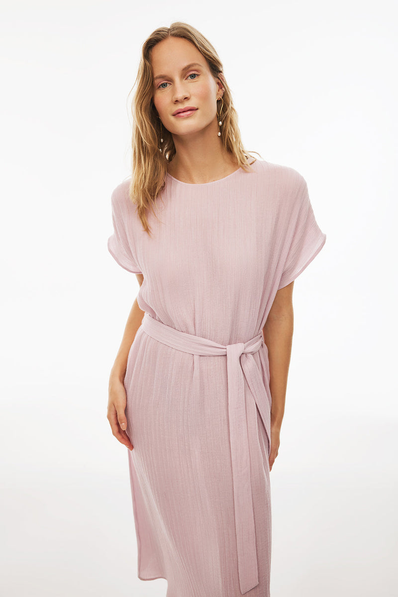 Perspective Round Neck Midi Dress Dusty Rose