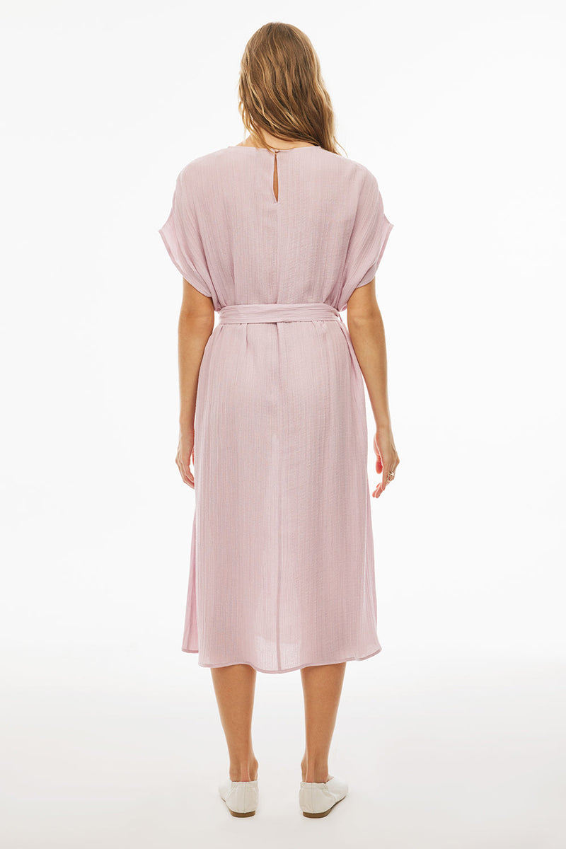 Perspective Round Neck Midi Dress Dusty Rose