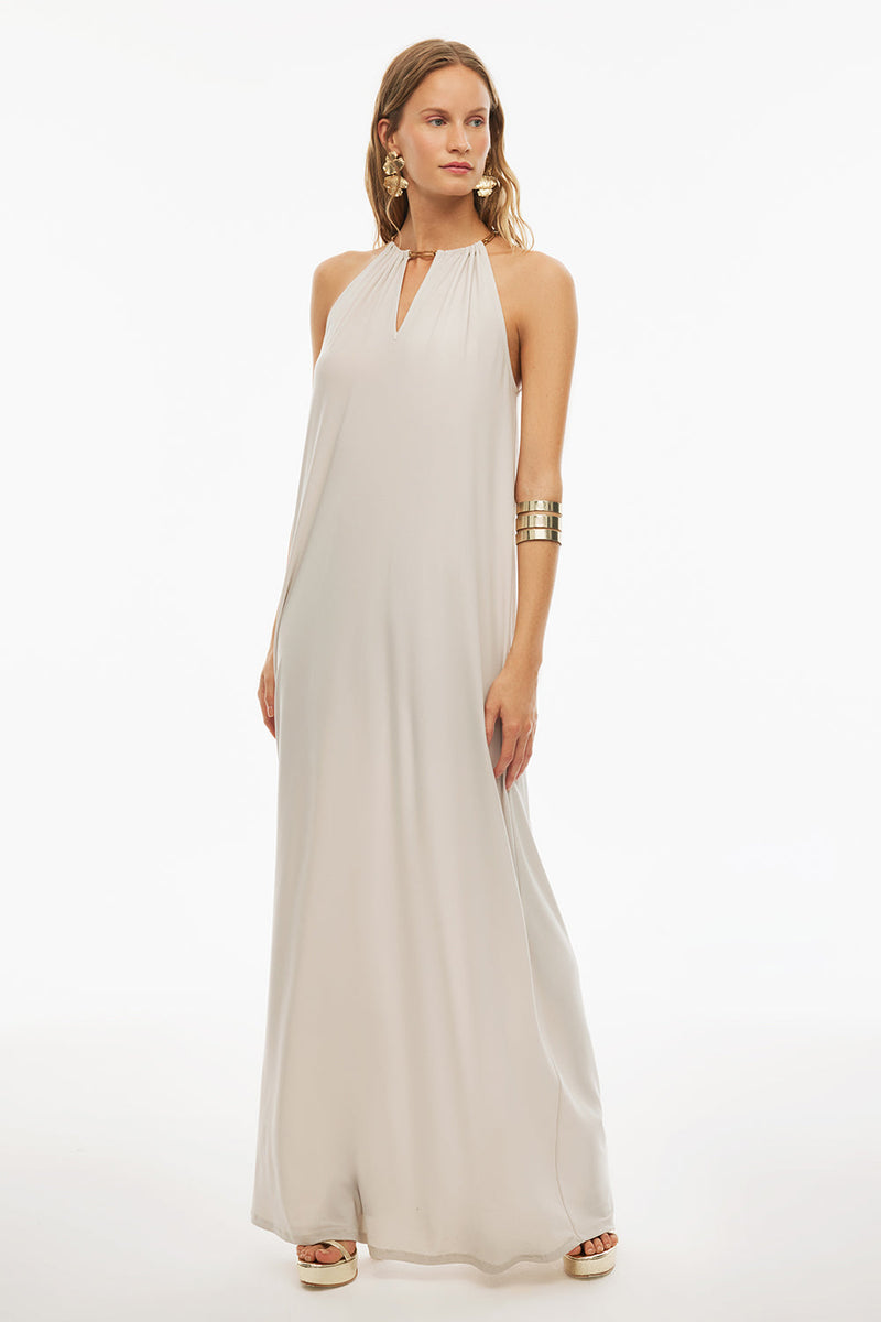 Perspective Long Round Neck Dress Sand