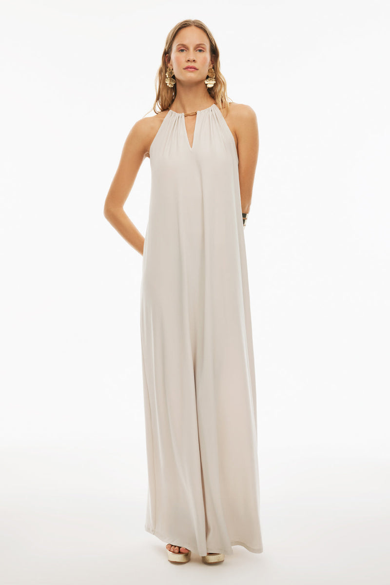 Perspective Long Round Neck Dress Sand