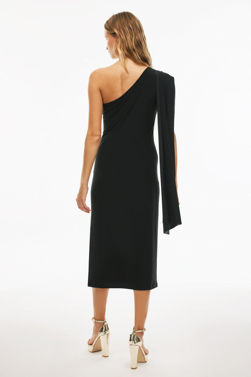 Perspective One Shoulder Midi Dress Black