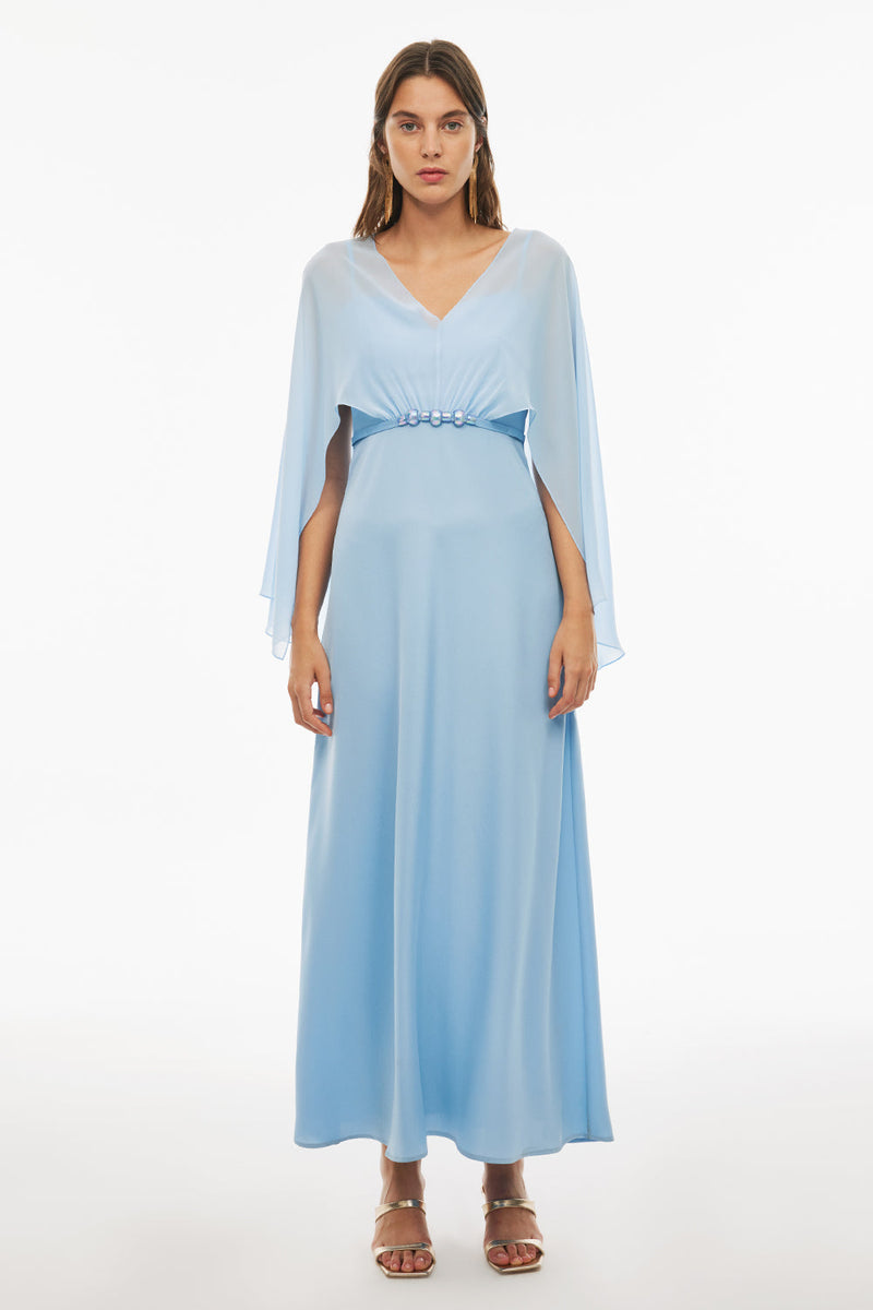 Perspective V-Neck Maxi Dress Baby Blue