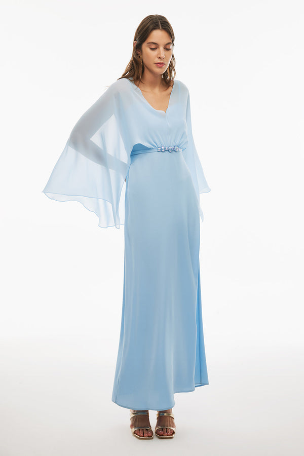 Perspective V-Neck Maxi Dress Baby Blue