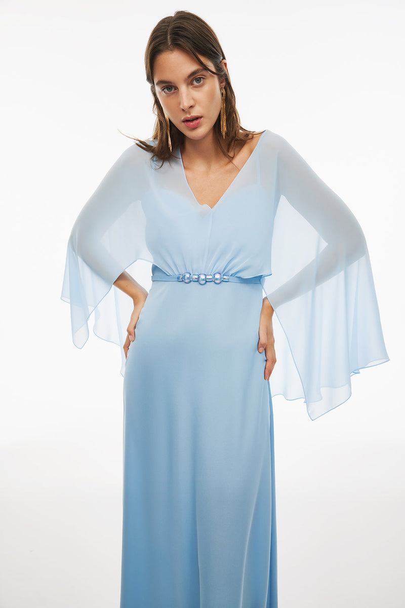 Perspective V-Neck Maxi Dress Baby Blue