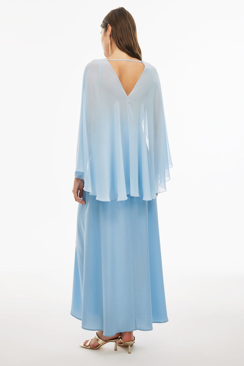 Perspective V-Neck Maxi Dress Baby Blue