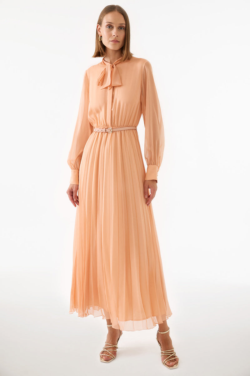 Perspective Shirt Collar Maxi Dress Salmon