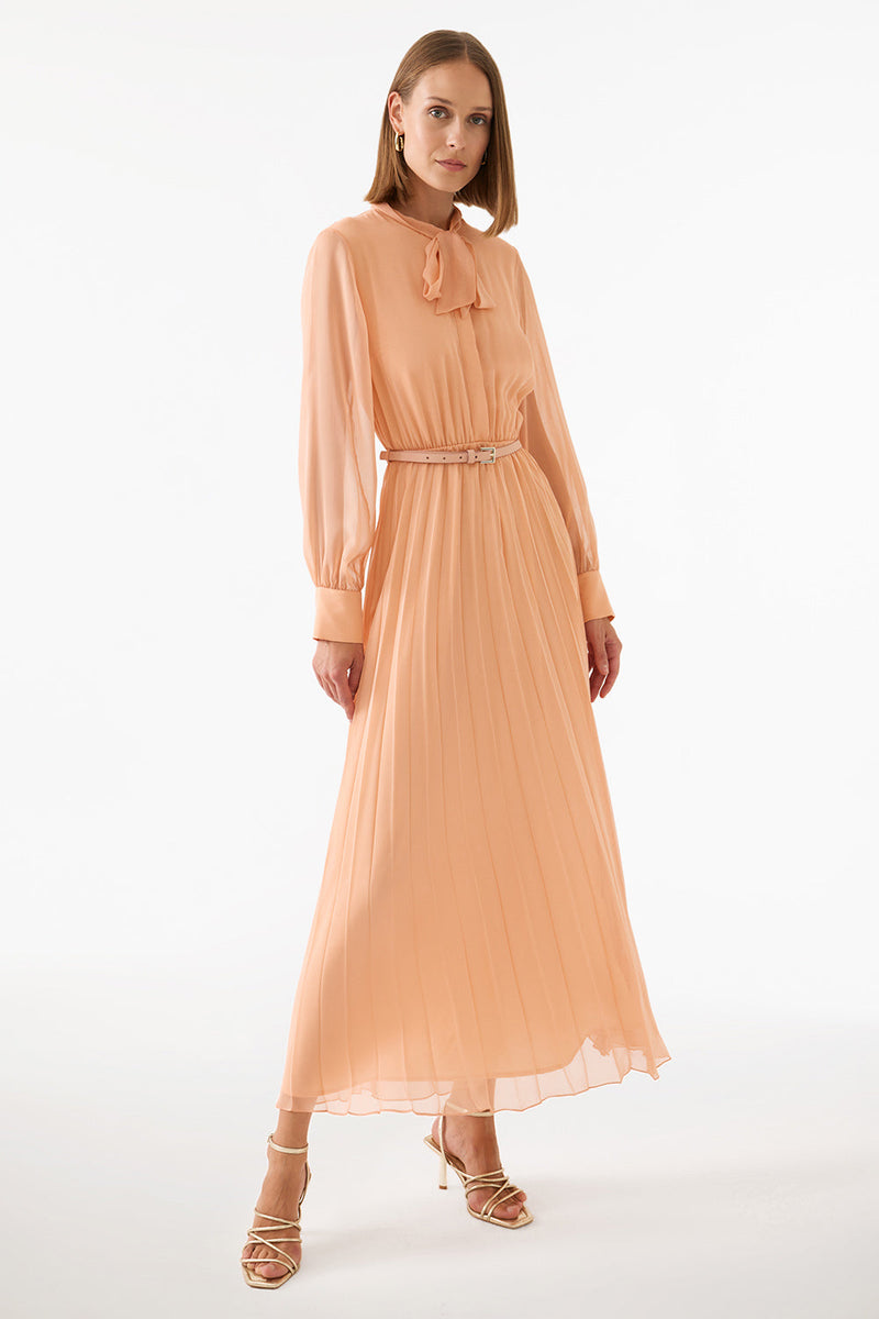 Perspective Shirt Collar Maxi Dress Salmon