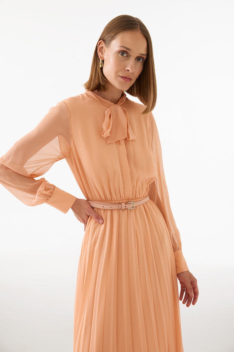 Perspective Shirt Collar Maxi Dress Salmon