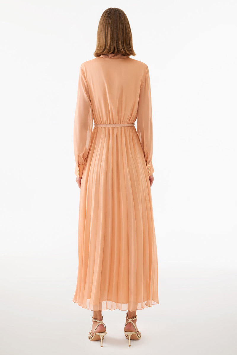 Perspective Shirt Collar Maxi Dress Salmon