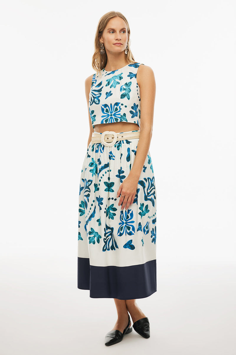 Perspective  Midi A-Line Skirt Ecru