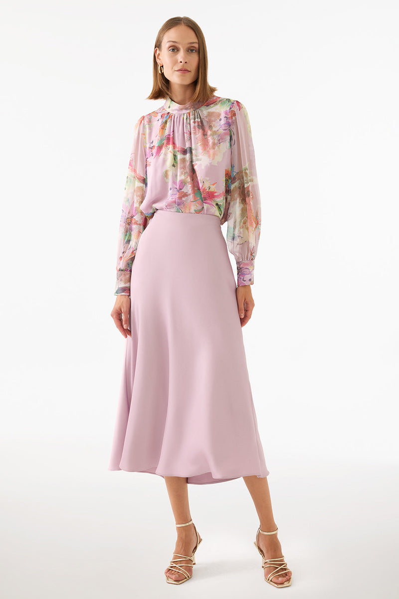 Perspective Skirt Long Fluid Lilac