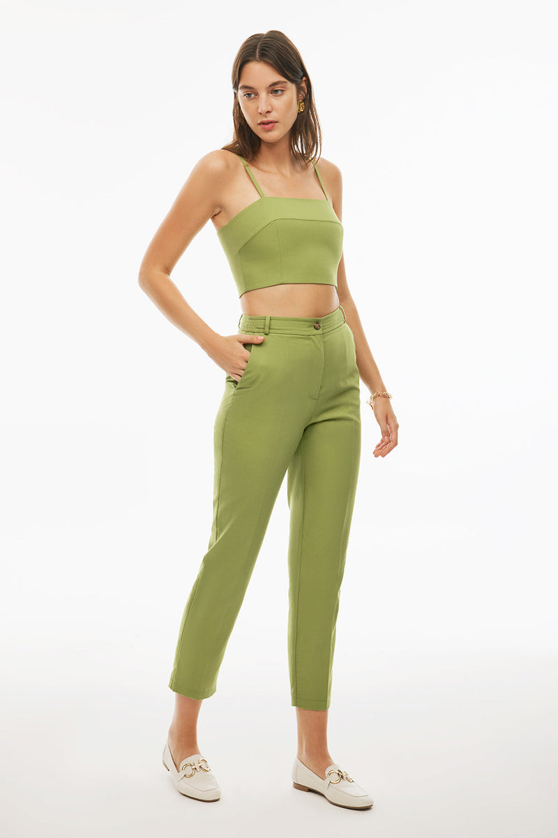 Perspective Shoulder Straps Blouse Light Green