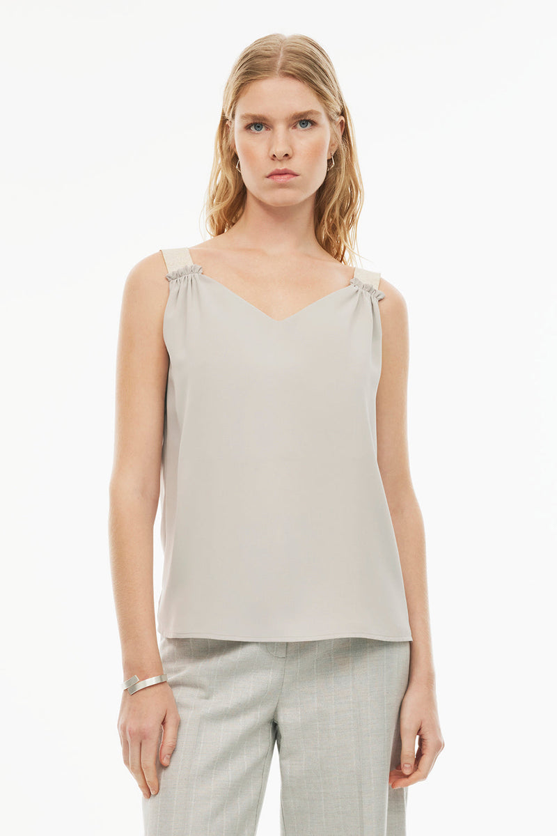 Perspective V-Neck Regular Length Blouse Grey