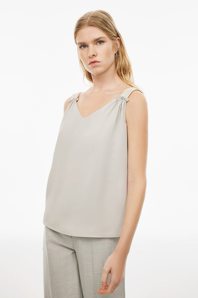 Perspective V-Neck Regular Length Blouse Grey