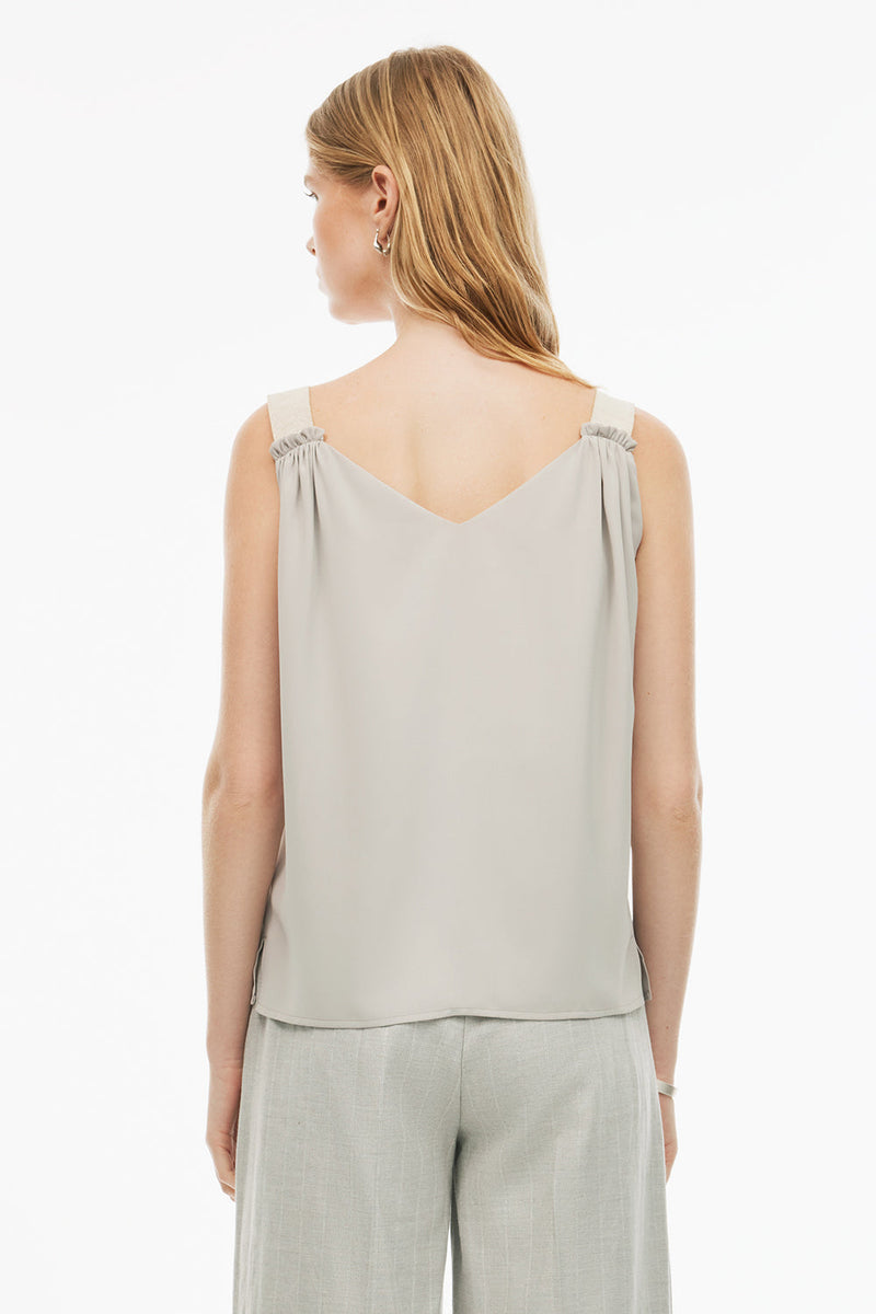 Perspective V-Neck Regular Length Blouse Grey