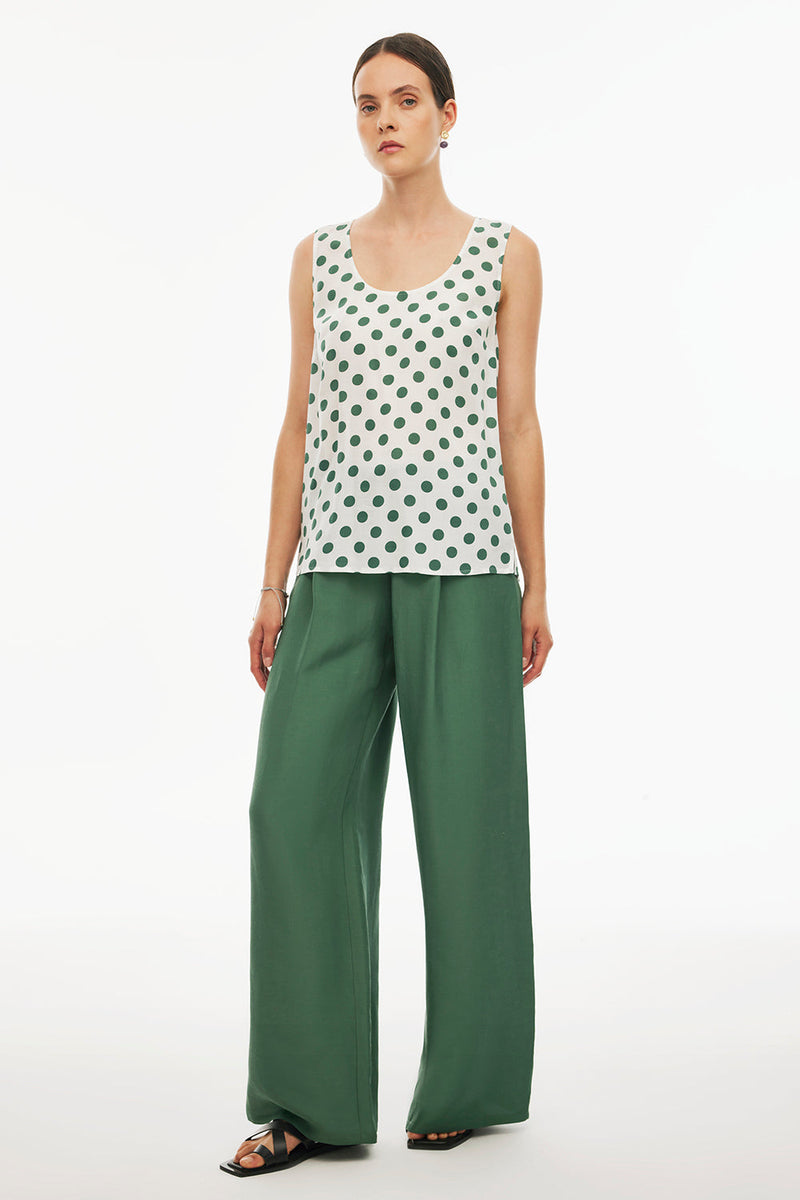 Perspective Round Neck Regular Polka Dot Blouse Ecru