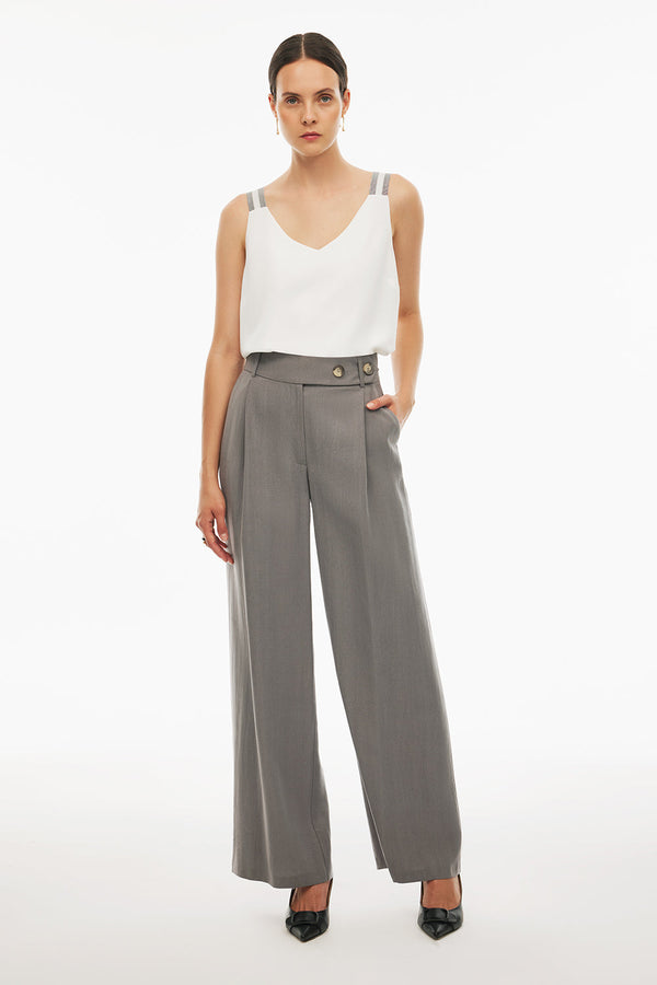 Perspective Wide Leg High Rise Tencel Pants Grey