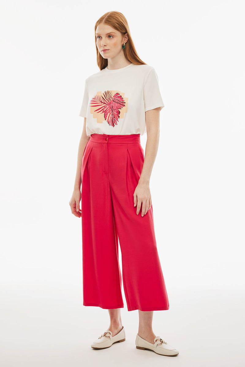 Perspective Midi Lyocell (Tencel™) High Rise Pants Fuchsia