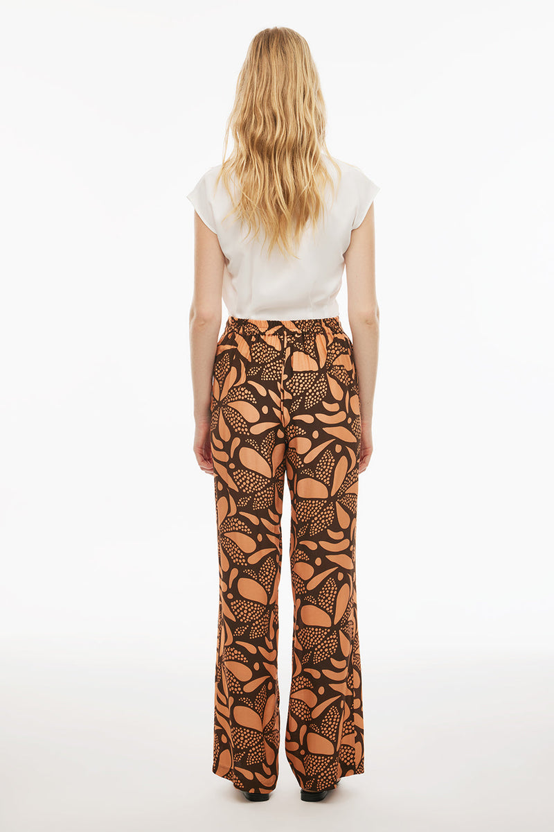 Perspective Wide Leg Abstract Mid Rise Pants Multi Color