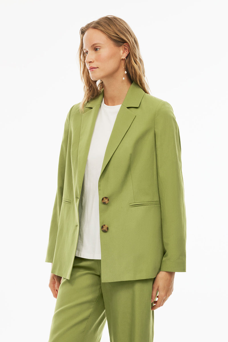 Perspective Lapel Notch Regular Fit Blazer Light Green