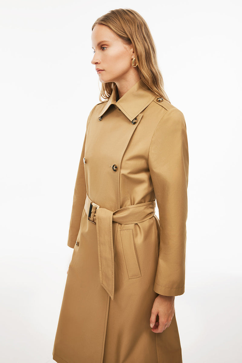 Perspective Midi Long Sleeve Timeless Coat Beige