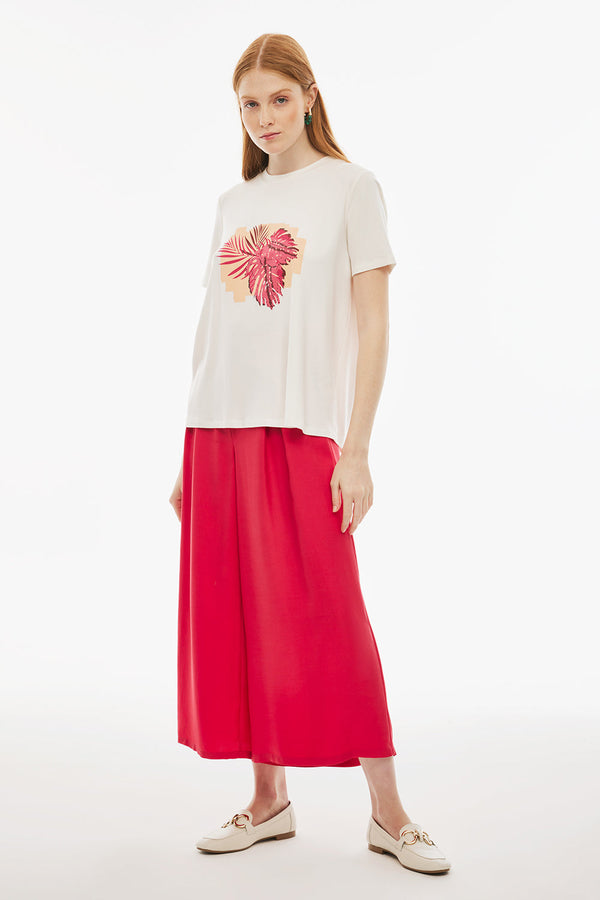 Perspective Round Neck Modal (Tencel™)  T-Shirt Ecru