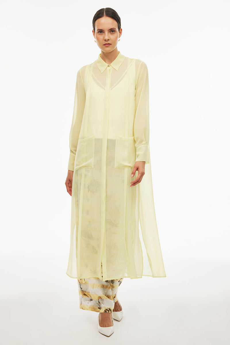 Perspective Shirt Collar Long Tunic Lemon