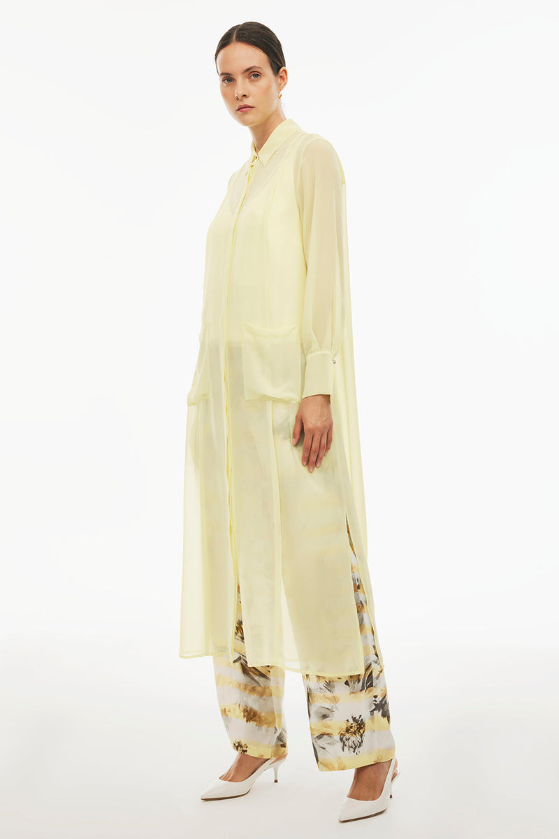 Perspective Shirt Collar Long Tunic Lemon