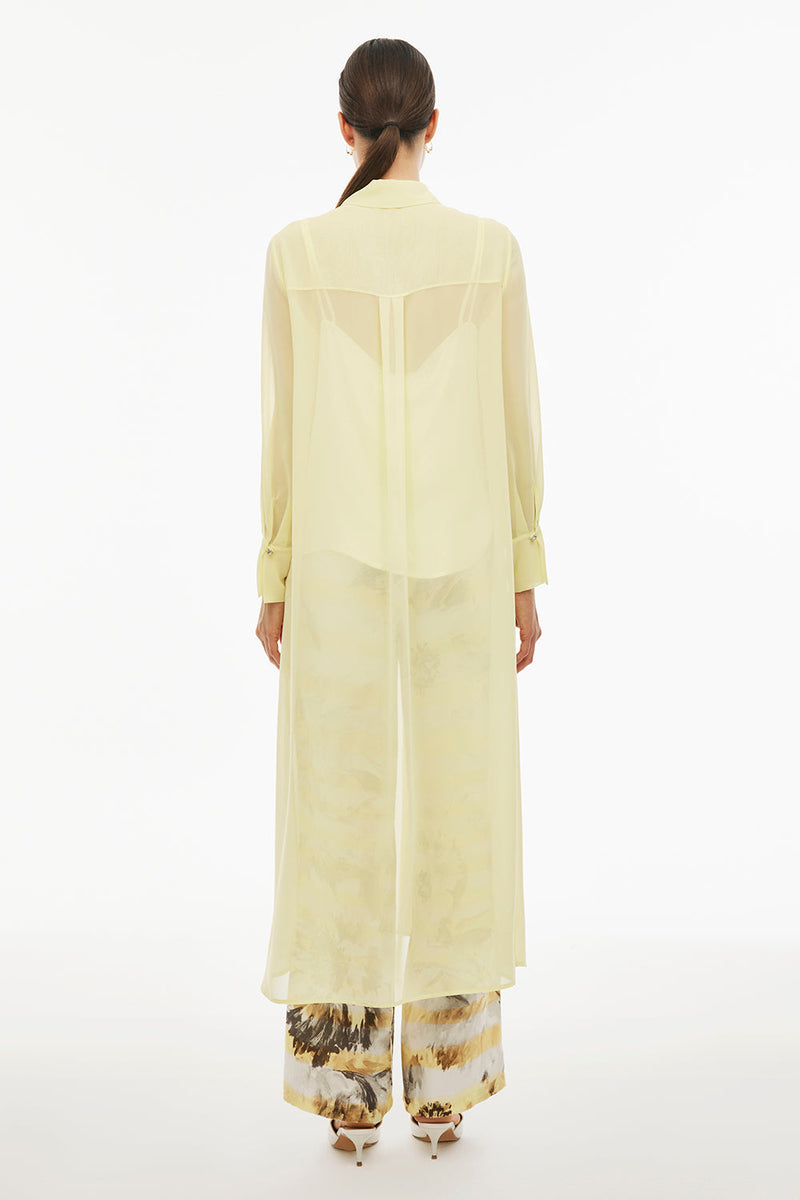 Perspective Shirt Collar Long Tunic Lemon