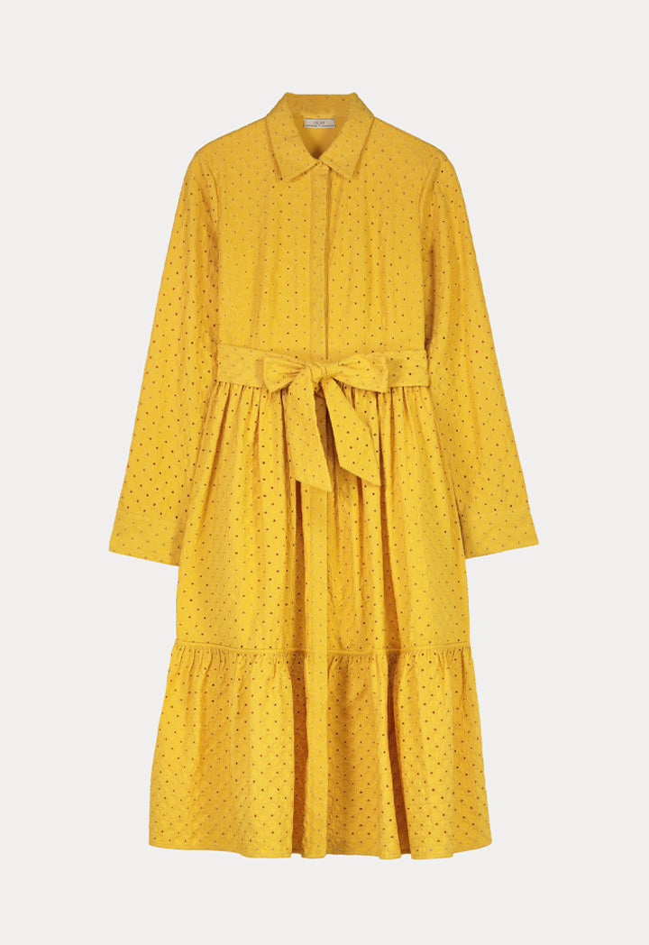 Choice Solid Schiffli Shirt Dress Yellow