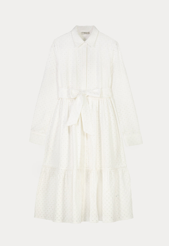 Choice Solid Schiffli Shirt Dress Off White