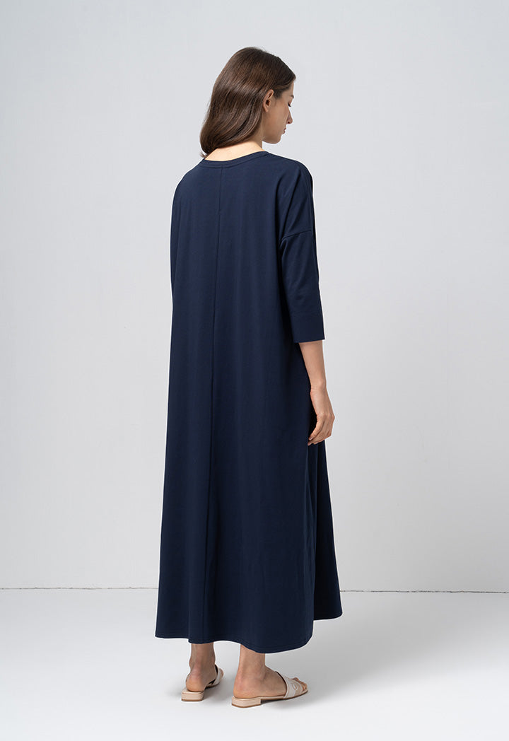 Choice Basic Solid Jersey Dress Navy