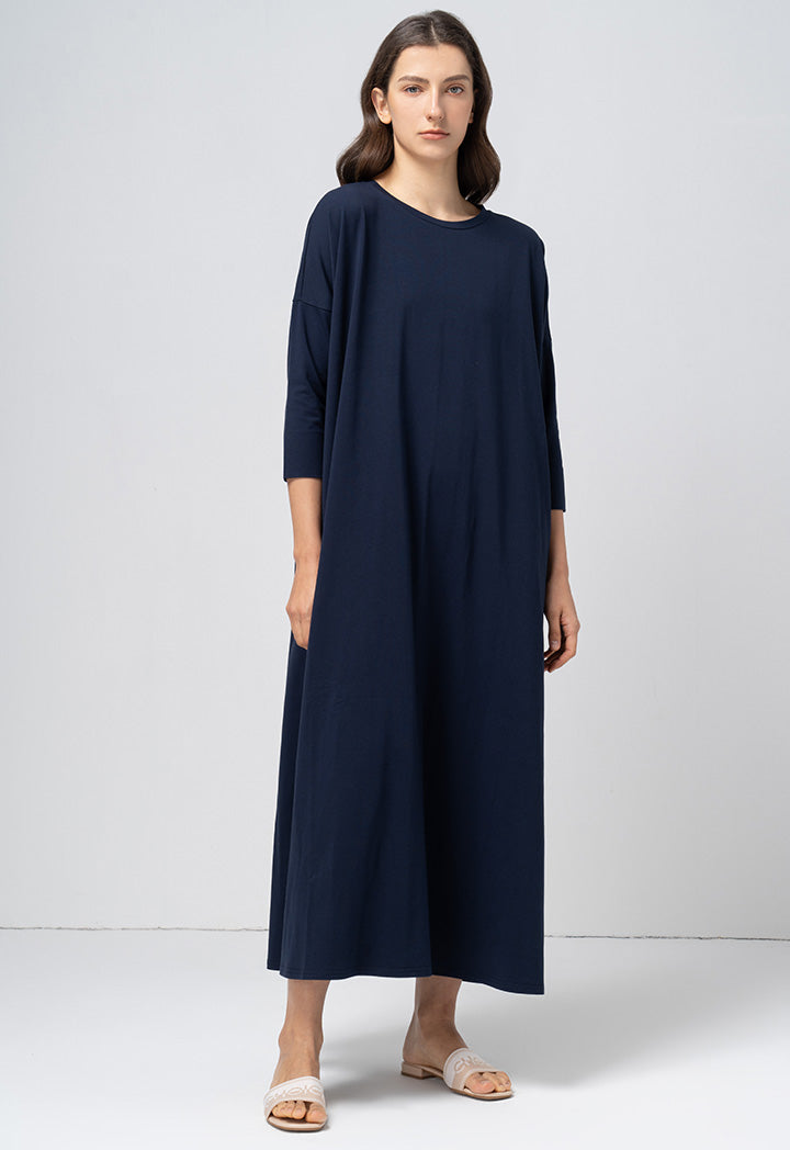 Choice Basic Solid Jersey Dress Navy